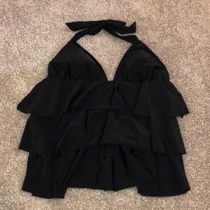 ✨BOGO✨ EUC Black Tankini Swim Top with Ruffles